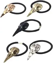 OSOLADY 5pcs Gothic Skull Ponytail Holders Antique Colors Elastic Hair Ties for Halloween Parties Cosplay Fashionable Goth Accessories for All Hairstyles