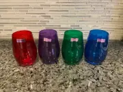 Marquis by Waterford Se of 4 VINTAGE JEWELS Stemless Balloon Wine Rocks glasses