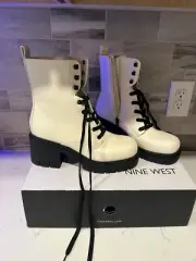 New Nine West Womens Wn juna3 Size 8.5 Ivory Combat Boots