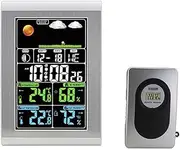 Wireless Weather Station Clock with Sensor Digital Colorful Display Wireless Weather Station with External Sensor for Indoor Outdoor(White)