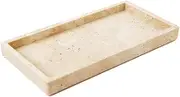 PHINILUX Italian 100% Marble Vanity Tray (12x6in), Counter Organizer for Bathroom, Kitchen, Dresser, Coffee Table, Serving & Decorative (Beige Travertine)