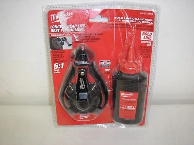 MILWAUKEE 49-22-3986 100' BOLD LINE CHALK REEL & RED CHALK REFILL NEW