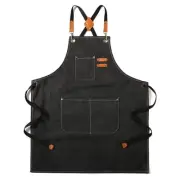 Canvas Cross Back Chef Apron for Men Women with Adjustable Straps Large Pocke...