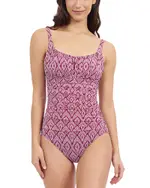 Gottex Plume Scoop Neck Shirred Bust One Piece Swimsuit