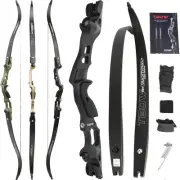 62''Recurve Bow 25-65lbs ILF Takedown Gordon Bow Limbs IBO Speed 210FPS Shooting