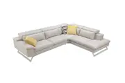 5 Seater Lounge Cream Colour Leatherette Corner Sofa Couch with Chaise