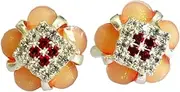 [TIBETAN SILVER] Flower Shape Fashion Toe Rings for Women & Teens 925 Sterling Silver Plated Coloured Zircon Handmade Unique Designer Modern Contemporary Adjustable Size Toe Ring Jewelry