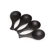 Small Solid Bamboo Wood Round Scoop Spoon 3.5" - Black - BambooMN
