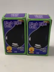 Two Black Light Bulbs 75 Watts Fits All Standard Light Sockets Parties Halloween