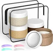 Travel Containers for Toiletries, Small Travel Containers, Silicone Cream Jars, TSA Approved Cosmetic Jars, Leak-proof Cosmetic Jar for Cream lotions Skincare (Coffee)
