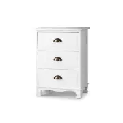 Bedside Table 3 Drawers Vintage - THYME White