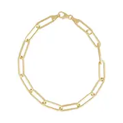 9kt Yellow Gold Silver Infused Long Oval Necklace