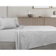 Algodon Single Bed Fitted/Flat Sheet Set w/ Pillowcase 300TC Cotton Silver