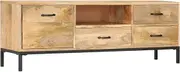 TV Cabinet 130x30x45 cm Solid Mango Wood TV Stands, TV Furniture