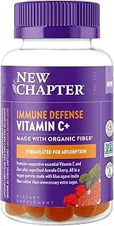 New Chapter Vitamin C+ Gummies – 40% Less Sugar§, Excellent Source of Vitamin C, Two Daily Gummies for Immune Support with Acerola Cherry, Vegan, Non-GMO, Gluten Free, Citrus Flavored, 60ct