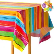 JOYIN 6 pcs Cinco De Mayo Printed Plastic Tablecover w/Multi Color Style (54 x 1