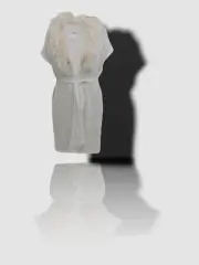 $795 Neiman Marcus Women's White Cashmere Mesh Feather Shawl Vest Size M