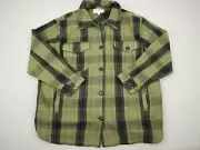 Lucky Brand Jacket Women Large Green Plaid Shacket Button Up Heavyweight New L