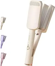 Hair Waver Crimper, Waver Curling Iron, Beach Waves Curling Wand, Ionic Deep Waver Hair Curler Tools with Ceramic 3 Barrel for Women, Anti-Scald, Easy to Use (Khaki)