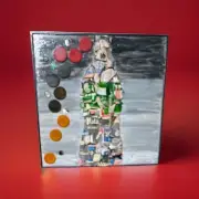 OOAK Painting Collage Vintage 7up Bottles, Pepsi, Coke GLASS Old Logos Bakelite