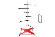 Universal Auto Paint Stand Panel Tree Paint Rotating Stand Center Post Hang Paint Spray with 4 Wheels and 6 Hooks for Automotive Doors Fenders Bumpers