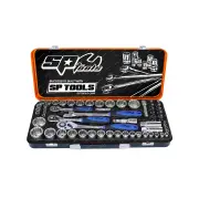 SP Tools 59Pcs 1/4" & 3/8" & 1/2" Drive Socket Set - 12 Point Metric / SAE Cr-V