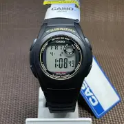 Casio F-200W-9A Youth Series Dual Time Digital Black Resin Alarm Stopwatch Watch