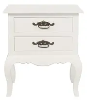 French Provincial 2 Drawer Side Table (White)