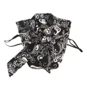 Women Black White Paisley Floral False Collar Bow Tie Lapel Half Shirt Dickey