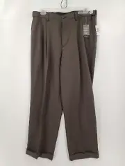 Van Heusen Dress Pants Mens Size 38x32 Dark Grey Pleated NWT Pockets Button Zip