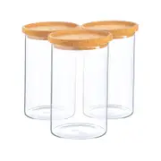 Argon Tableware Glass Storage Jars with Cork Lids - Contemporary - 1 Litre - Pack of 3