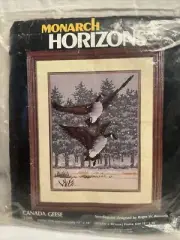 VTG 1981 Monarch Horizons Canada Geese Needlepoint Kit Wool Yarn T1356 Open