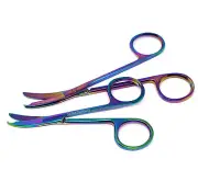 2x German Steel North Bend Suture Stitch Scissors Multi Titanium Color 3.5"+4.5"