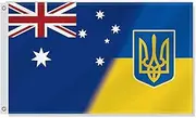 3×5 FT Australia and Ukraine Combo Flag,Large Australians and Ukrainians Friendship National Decor,Double Side Digital Printed 150D Polyester Banner With Canvas Header Brass Grommet