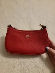 NWT COACH Teri Shoulder Bag with Tag & Signature C Bag Charm Red Gold Hardware
