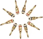 jojofuny 4mm Banana Plugs for Speaker Wire 5 Pairs of Gold Plated Open Screw Banana Connectors