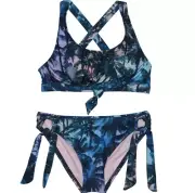 NWT Beach Lingo Big Girls 7-16 Santa Cruz Palm Side Tie Two-Piece Swimsuit Sz 10
