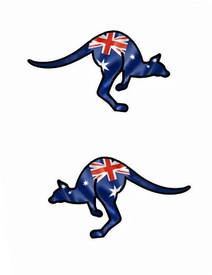 2 Kangaroo Aussie Flag Stickers, Diecut vinyl adhesive sticker 155x92mm app each