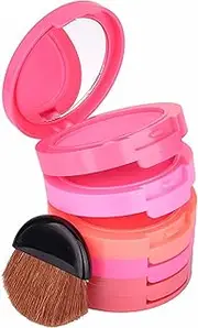 RoseFlower Multi-layer 5 Colors Blusher Makeup Stack - Facial Base Foundation Cheek Cosmetics with Brush - Face Sheer Matte Mineral Blush Contouring Kit Base Pallet Palette