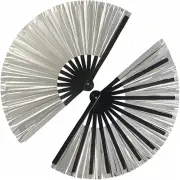 1Pcs Large Folding Hand Rave Fan,Clack Handheld Fan,Silvery Hand Fan,For Festiva