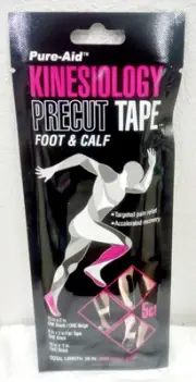 Pure-Aid Kinesiology Pre-cut Tape. Foot & Calf 2 Packs (10 Count)
