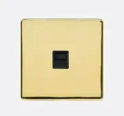Schneider Secondary Single BT Telephone Socket Polished Brass Ultimate Screwless