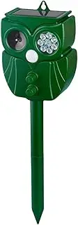 Solar Animal Repeller - Solar Operated Lights Up Squirrel Repeller - with Motion Detection Alarm, LED Flash Light, Easy Installation for Outside, Landscape, Lawn, Yard, Farm