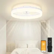 Low Profile Ceiling Fan with Light,15.7" Modern Flush Mount Bladeless Ceiling Fa