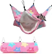 Guinea Pig Rat Ferret Hammock and Warm Bed Set,2 Pieces Set Including Small Pet Hammock and Hideaway Tunnel,Ferret Cage Accessories for Guinea Pig, Hamster, and Rabbit