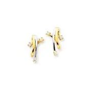 14k Yellow Gold u0026 Rhodium Real Diamond Earrings