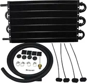 ZFGVGNMTYA VR - Universal 304.8X190.5X19.05 6 Row Aluminum Remote Transmission Oil Cooler Kit/Auto-Manual Radiator Converter VR4123 Oil Cooler(Black)