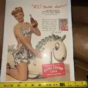 Royal Crown Cola Lucille Ball RC tastes best Paper With Carboard Back 10.5"x13"