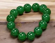 6/8/10/12mm Natural Grade Green Jade Jadeite Round Beaded Bangle Bracelet
