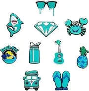 [Generic] Colorful Summer Shoe Charms Decoration - 10 Pcs Non-repeating Cute Funny Corgi Ocean Animal Clog Charms Accessories for Kids Boy Girl Adult Men Women Party Favor